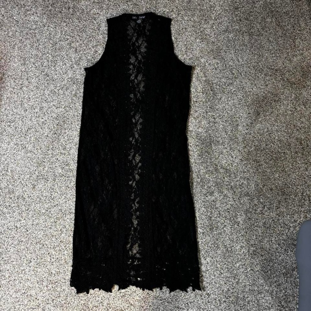 Poly & Esther y2k Black Lace Long Vest Size M